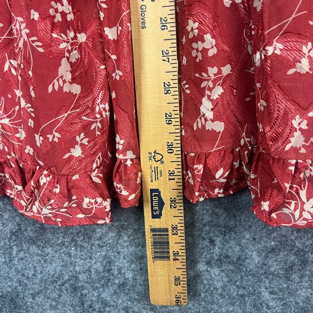 Lulus Floral Smocked Long Sleeve Mini Dress Womens Size S Red - Picture 6 of 12